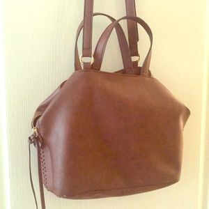 Brown faux leather free people bag